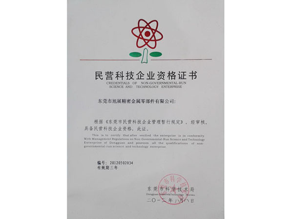 成功獲頒民營(yíng)科技企業(yè)稱號(hào)